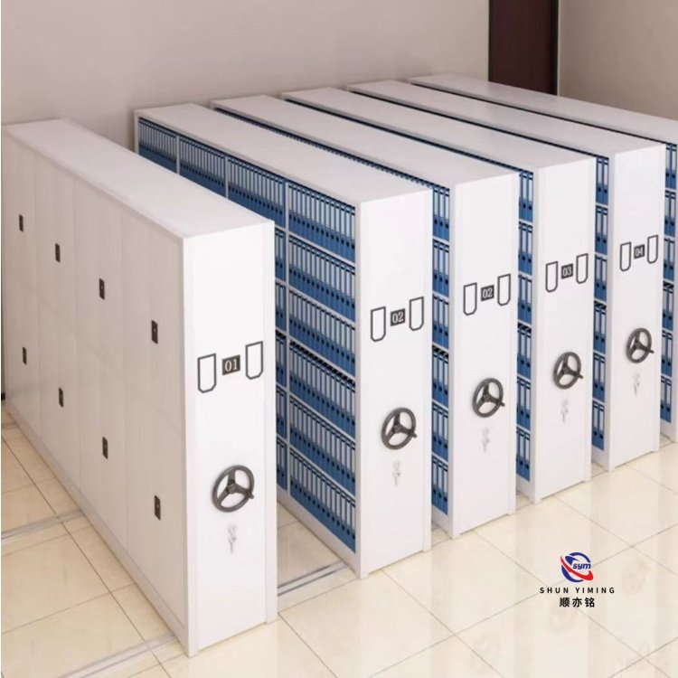 manual hand crank mobile shelving system, high density steel archival storage racks for office record & library manual hand crank mobile shelving system, high density steel archival storage racks for office record & library