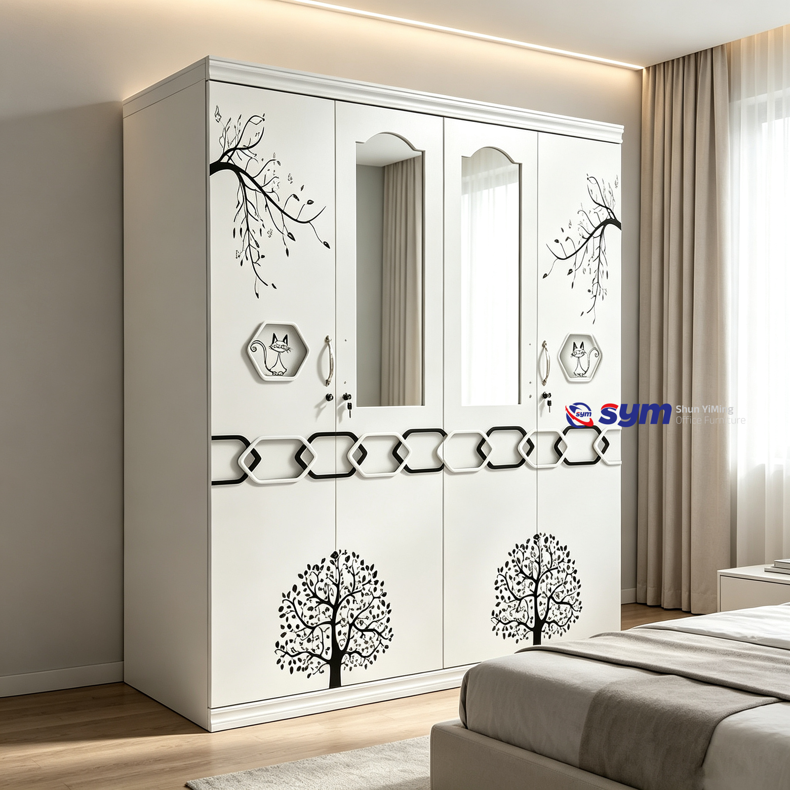 patterned fabric non woven portable wardrobe with lockable zipper door, simple metal frame closet for bedroom patterned fabric non woven portable wardrobe with lockable zipper door, simple metal frame closet for bedroom