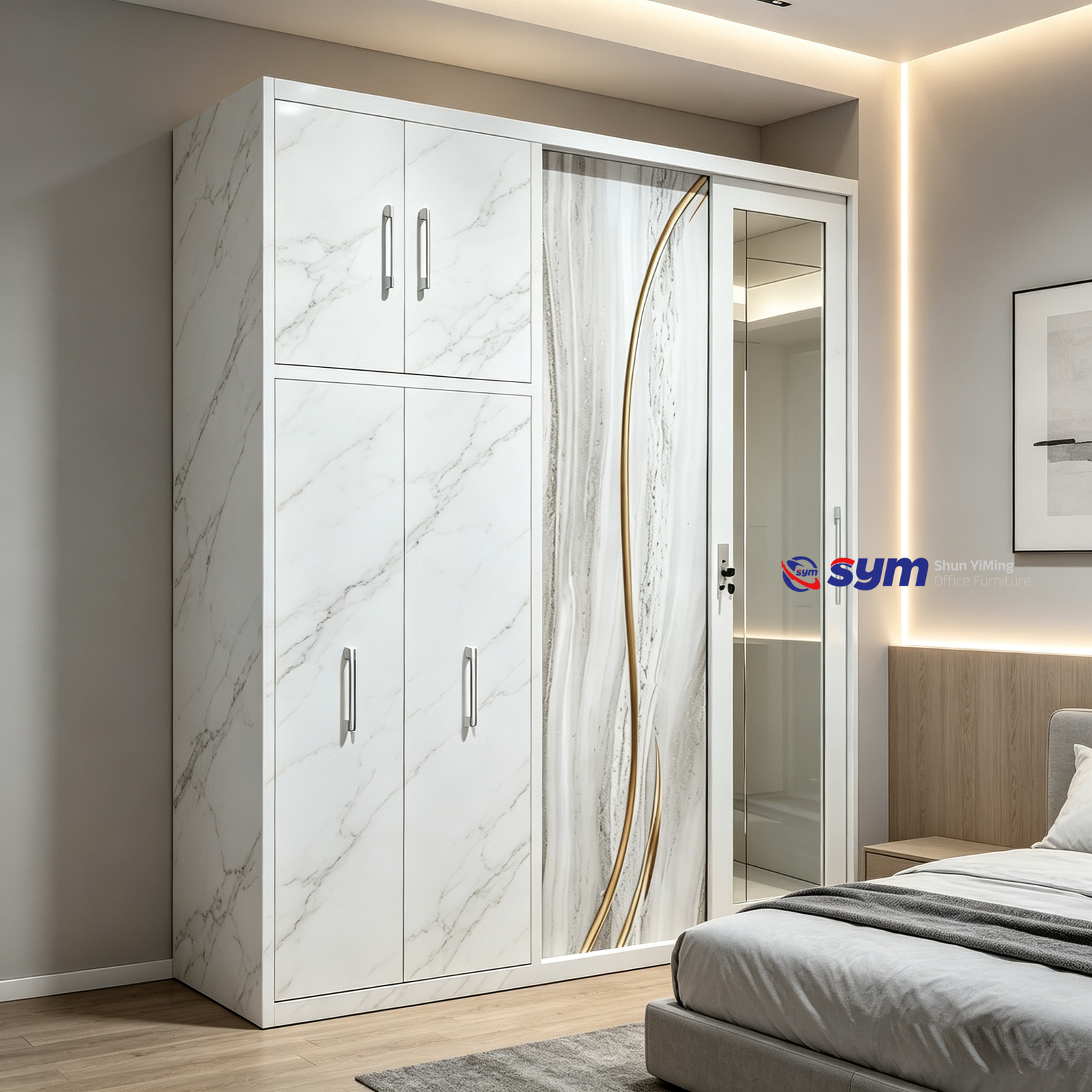 patterned fabric non woven portable wardrobe with lockable zipper door, simple metal frame closet for bedroom patterned fabric non woven portable wardrobe with lockable zipper door, simple metal frame closet for bedroom