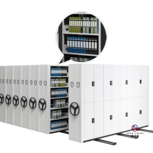 manual hand crank mobile shelving system, high density steel archival storage racks for office record & library