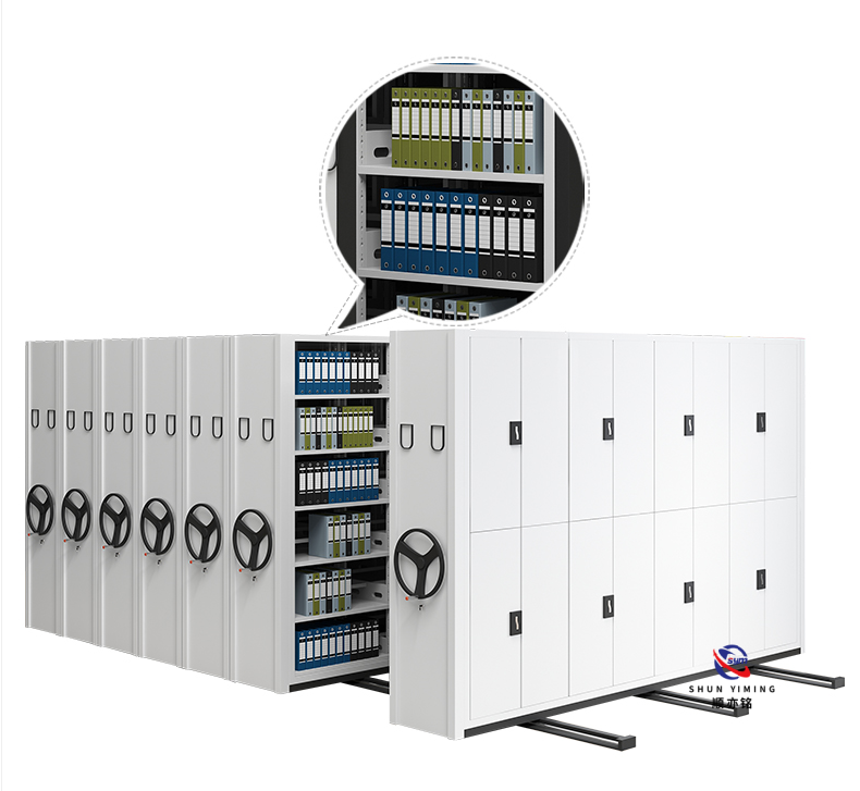 manual hand crank mobile shelving system, high density steel archival storage racks for office record & library manual hand crank mobile shelving system, high density steel archival storage racks for office record & library