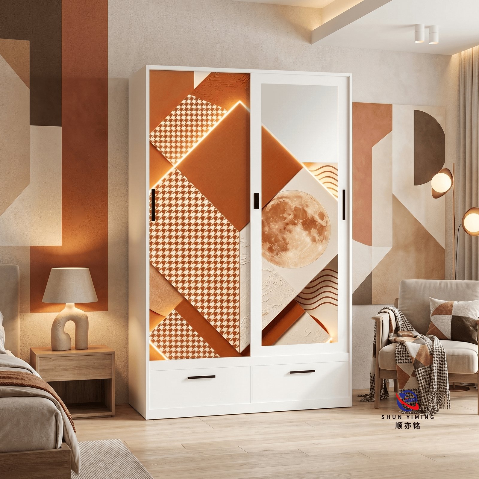patterned fabric non woven portable wardrobe with lockable zipper door, simple metal frame closet for bedroom patterned fabric non woven portable wardrobe with lockable zipper door, simple metal frame closet for bedroom
