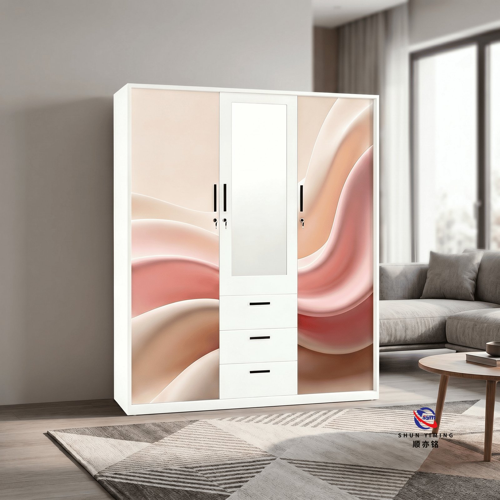patterned fabric non woven portable wardrobe with lockable zipper door, simple metal frame closet for bedroom patterned fabric non woven portable wardrobe with lockable zipper door, simple metal frame closet for bedroom