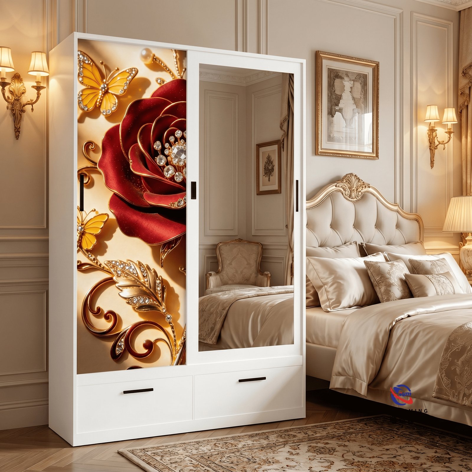 patterned fabric non woven portable wardrobe with lockable zipper door, simple metal frame closet for bedroom patterned fabric non woven portable wardrobe with lockable zipper door, simple metal frame closet for bedroom