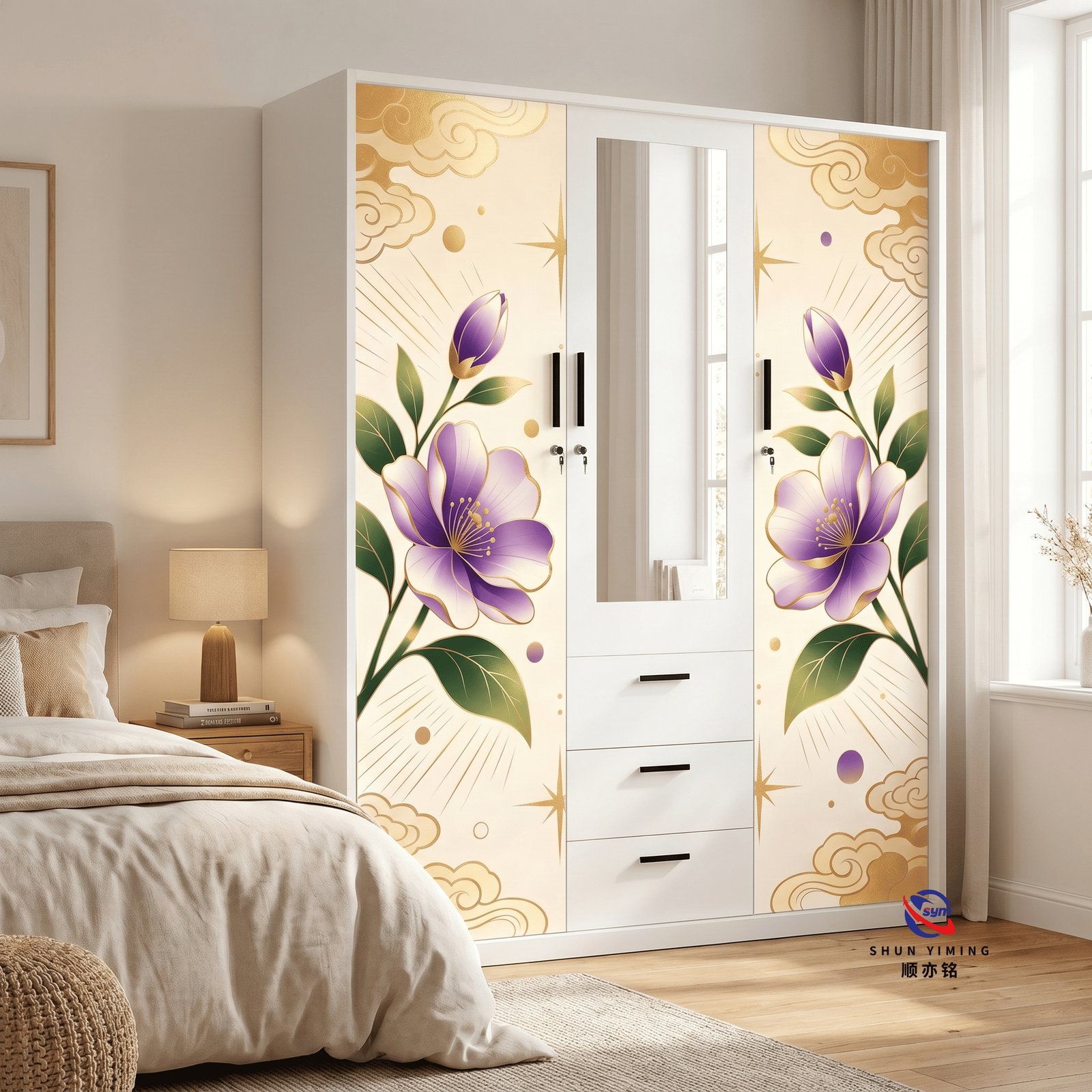 patterned fabric non woven portable wardrobe with lockable zipper door, simple metal frame closet for bedroom patterned fabric non woven portable wardrobe with lockable zipper door, simple metal frame closet for bedroom