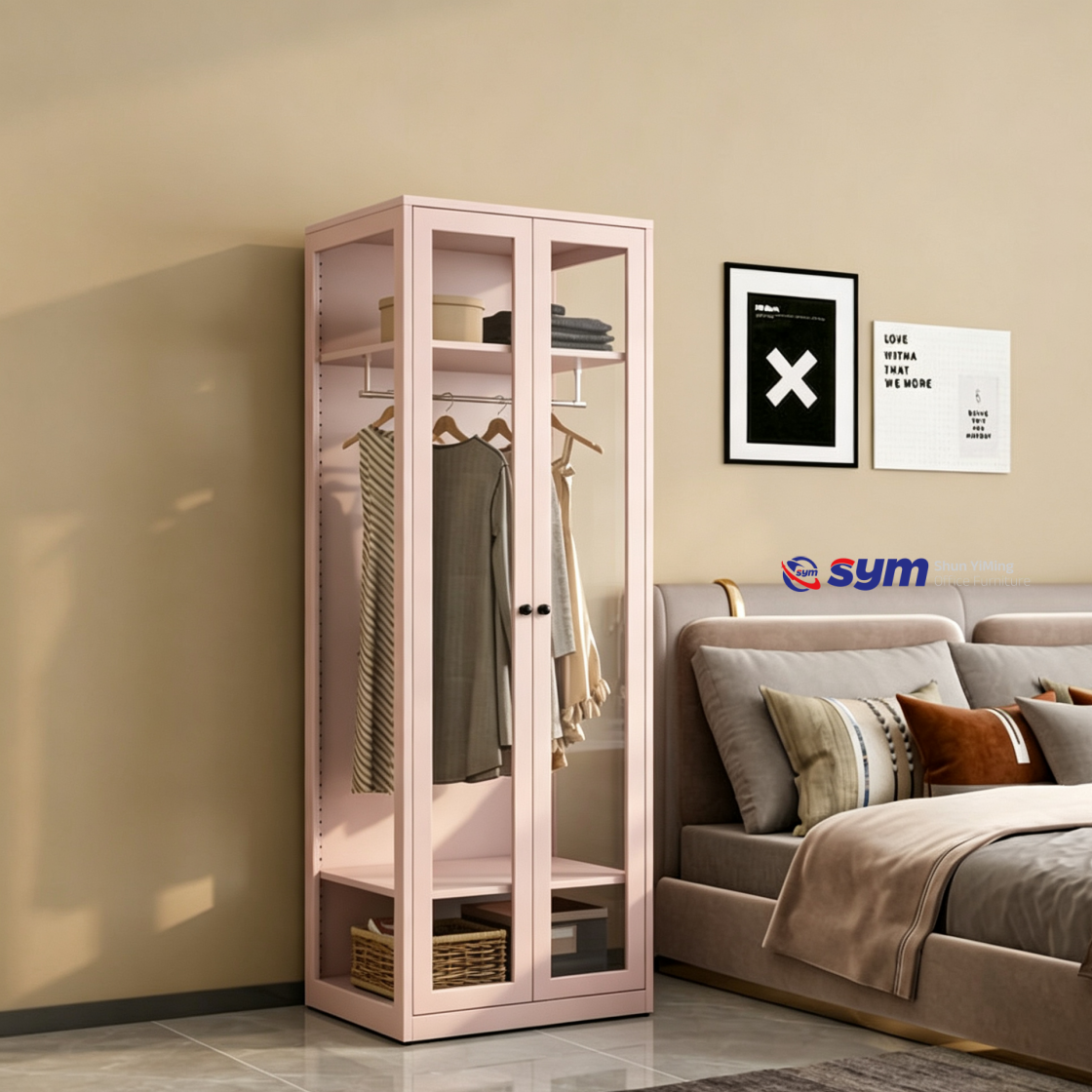 patterned fabric non woven portable wardrobe with lockable zipper door, simple metal frame closet for bedroom patterned fabric non woven portable wardrobe with lockable zipper door, simple metal frame closet for bedroom