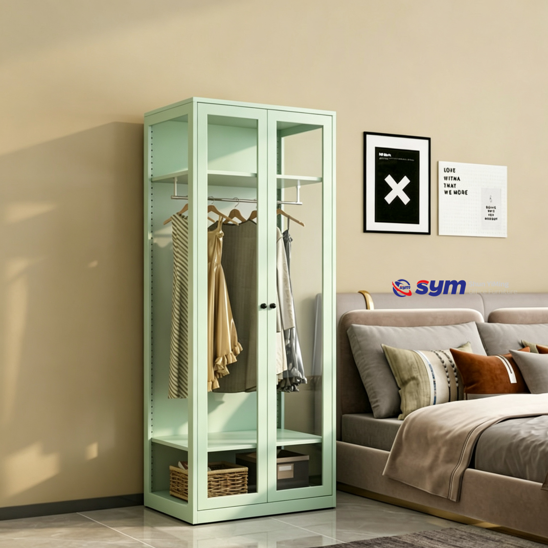 patterned fabric non woven portable wardrobe with lockable zipper door, simple metal frame closet for bedroom patterned fabric non woven portable wardrobe with lockable zipper door, simple metal frame closet for bedroom
