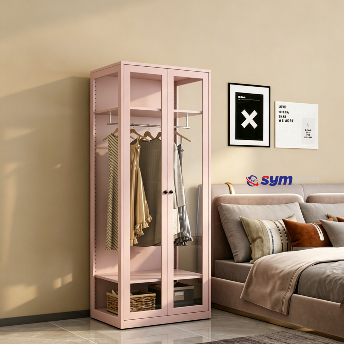 patterned fabric non woven portable wardrobe with lockable zipper door, simple metal frame closet for bedroom patterned fabric non woven portable wardrobe with lockable zipper door, simple metal frame closet for bedroom