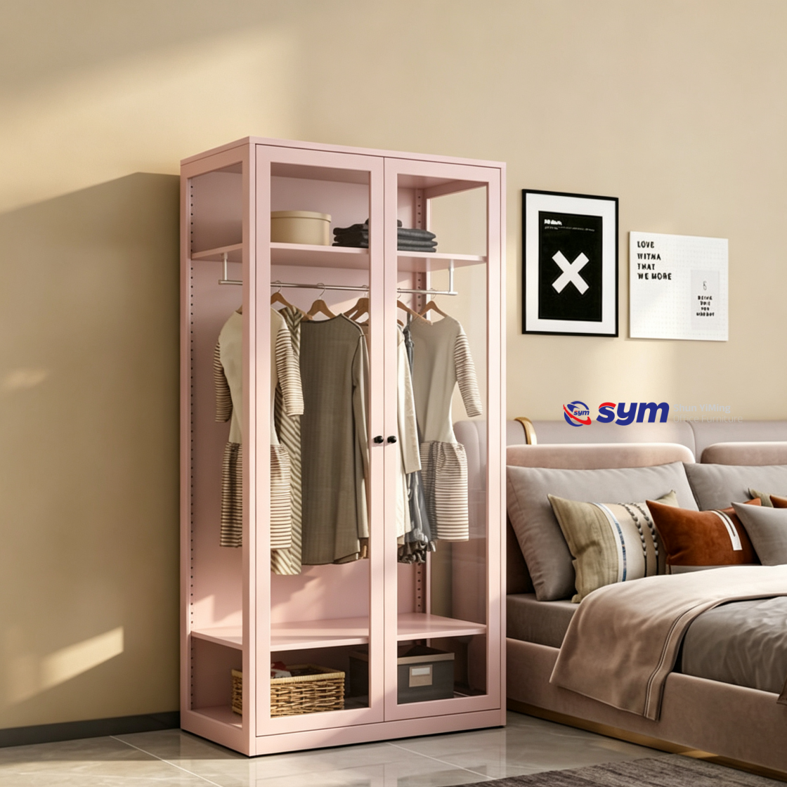patterned fabric non woven portable wardrobe with lockable zipper door, simple metal frame closet for bedroom patterned fabric non woven portable wardrobe with lockable zipper door, simple metal frame closet for bedroom