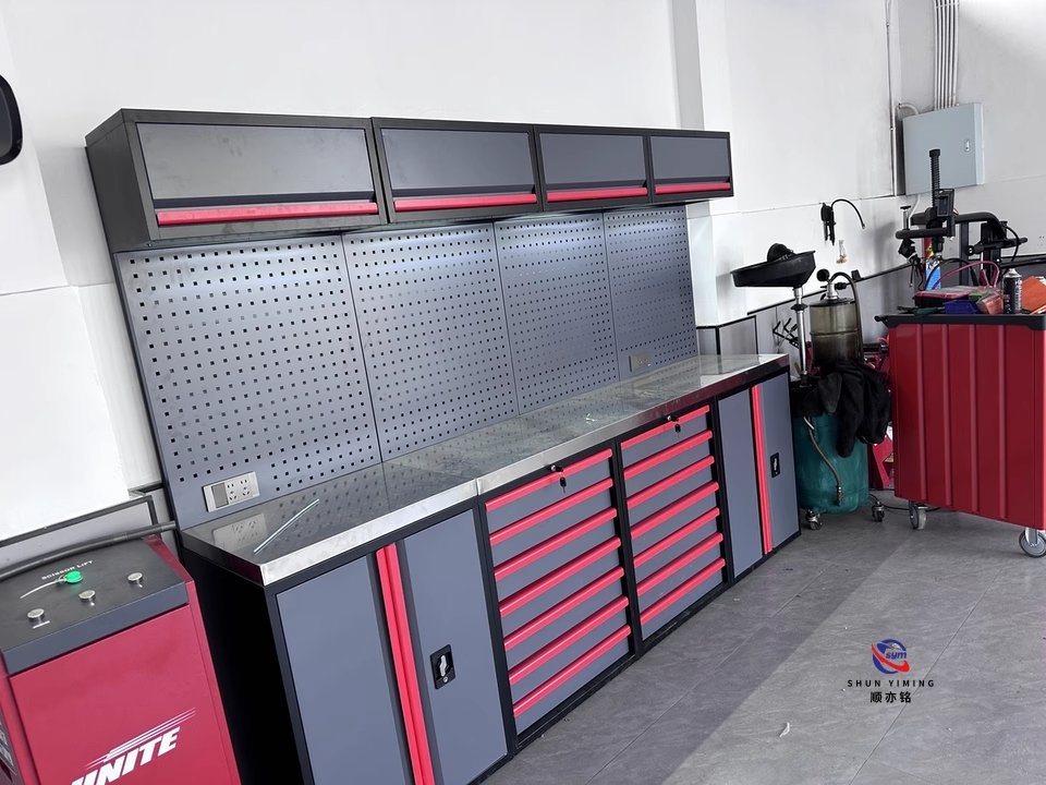 modular steel tool cabinet combo set with stainless steel worktop, heavy duty garage workshop cabinet for auto repair modular steel tool cabinet combo set with stainless steel worktop, heavy duty garage workshop cabinet for auto repair