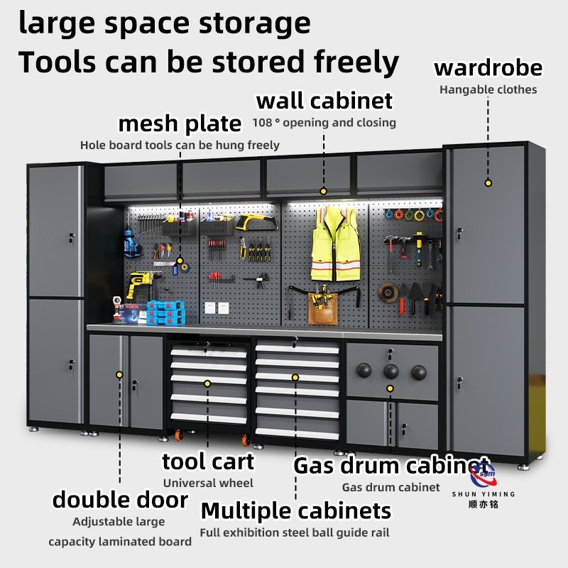 modular steel tool cabinet combo set with stainless steel worktop, heavy duty garage workshop cabinet for auto repair modular steel tool cabinet combo set with stainless steel worktop, heavy duty garage workshop cabinet for auto repair