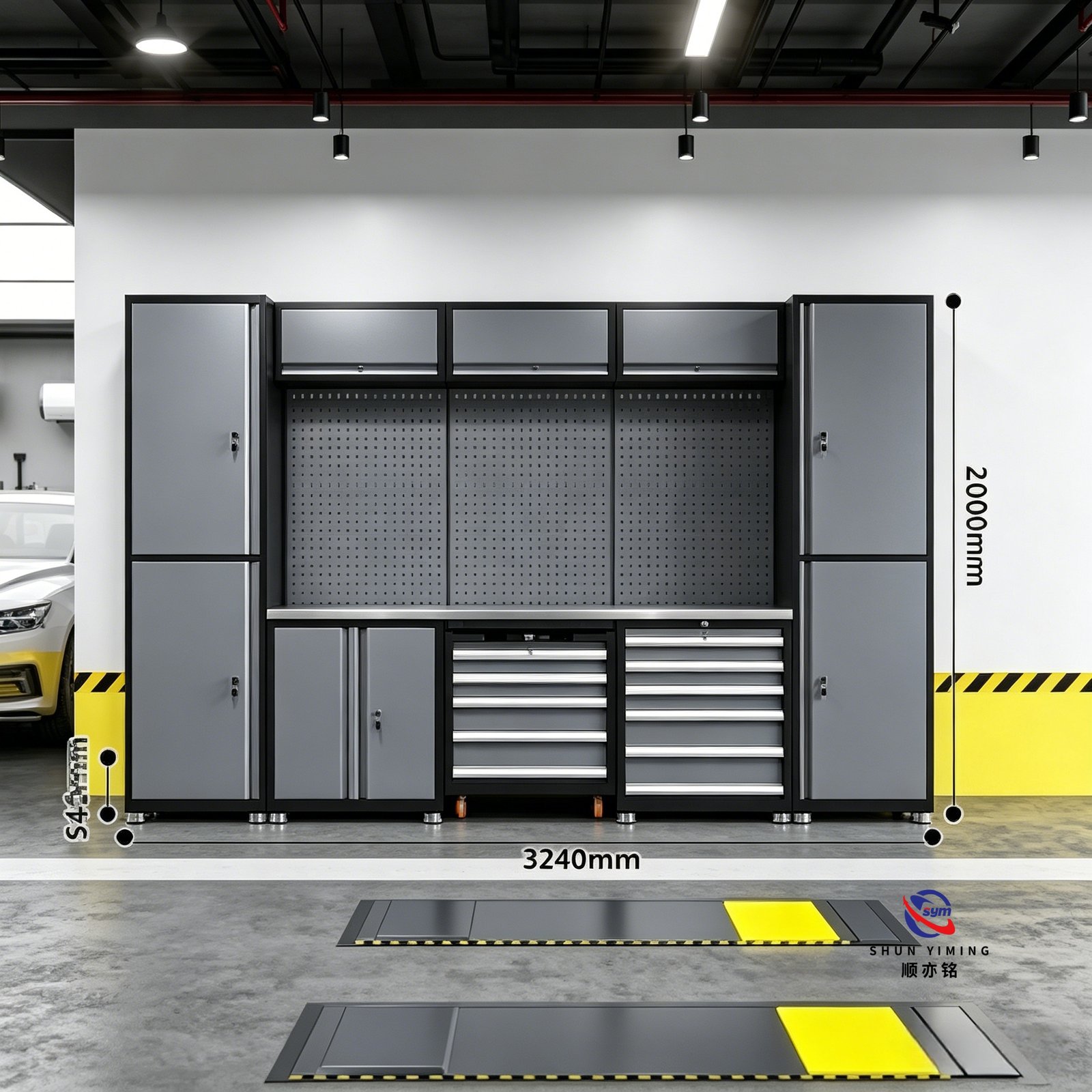 modular steel tool cabinet combo set with stainless steel worktop, heavy duty garage workshop cabinet for auto repair modular steel tool cabinet combo set with stainless steel worktop, heavy duty garage workshop cabinet for auto repair