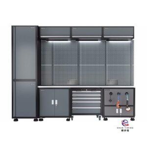 modular steel tool cabinet combo set with stainless steel worktop, heavy duty garage workshop cabinet for auto repair
