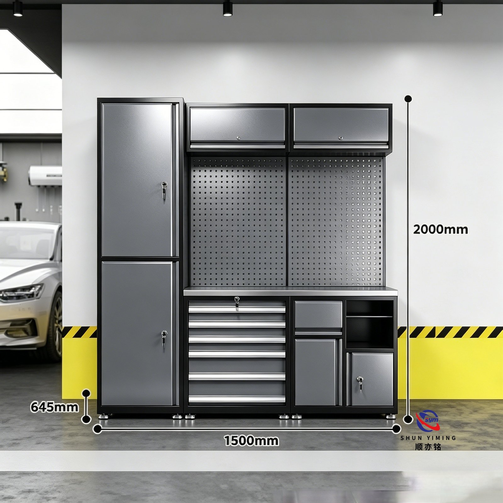 modular steel tool cabinet combo set with stainless steel worktop, heavy duty garage workshop cabinet for auto repair modular steel tool cabinet combo set with stainless steel worktop, heavy duty garage workshop cabinet for auto repair