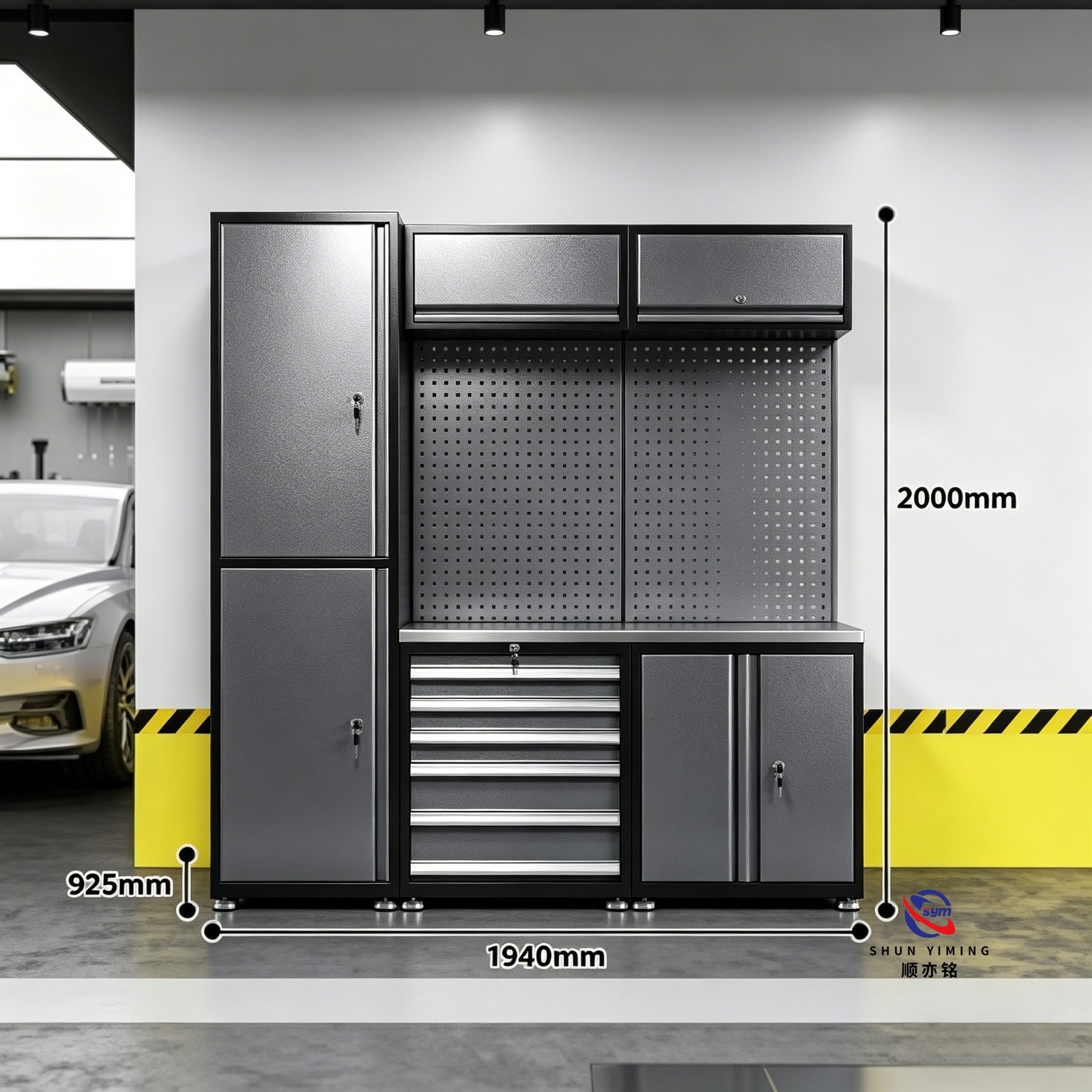 modular steel tool cabinet combo set with stainless steel worktop, heavy duty garage workshop cabinet for auto repair modular steel tool cabinet combo set with stainless steel worktop, heavy duty garage workshop cabinet for auto repair