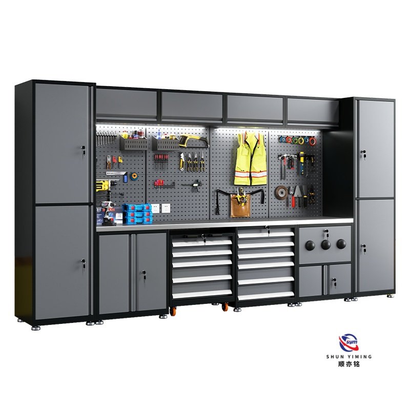 modular steel tool cabinet combo set with stainless steel worktop, heavy duty garage workshop cabinet for auto repair modular steel tool cabinet combo set with stainless steel worktop, heavy duty garage workshop cabinet for auto repair
