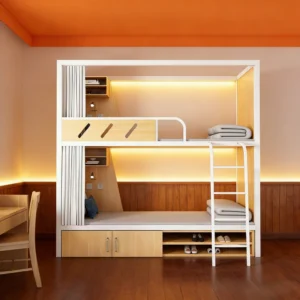 smart space capsule bed with led ambient lighting, modern abs sleeping pod for youth hostels & transit airports