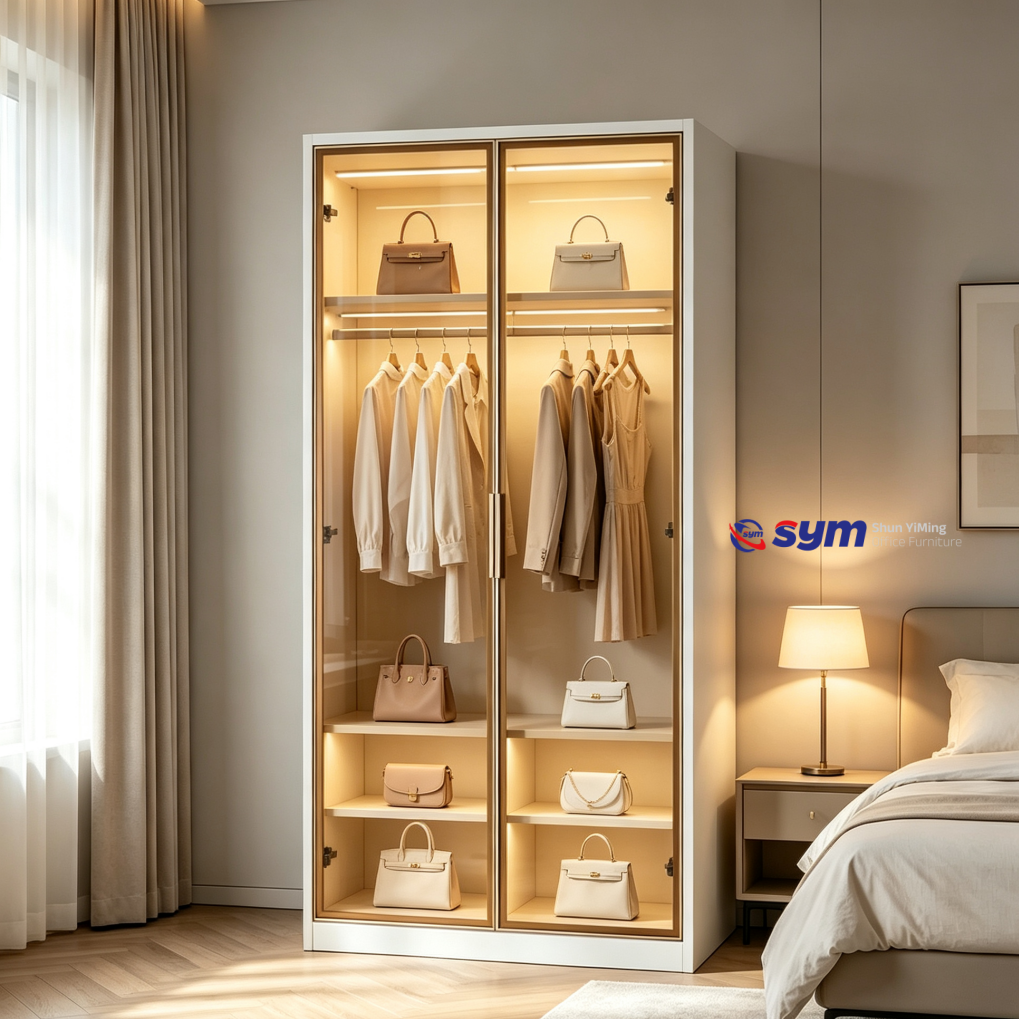 patterned fabric non woven portable wardrobe with lockable zipper door, simple metal frame closet for bedroom patterned fabric non woven portable wardrobe with lockable zipper door, simple metal frame closet for bedroom