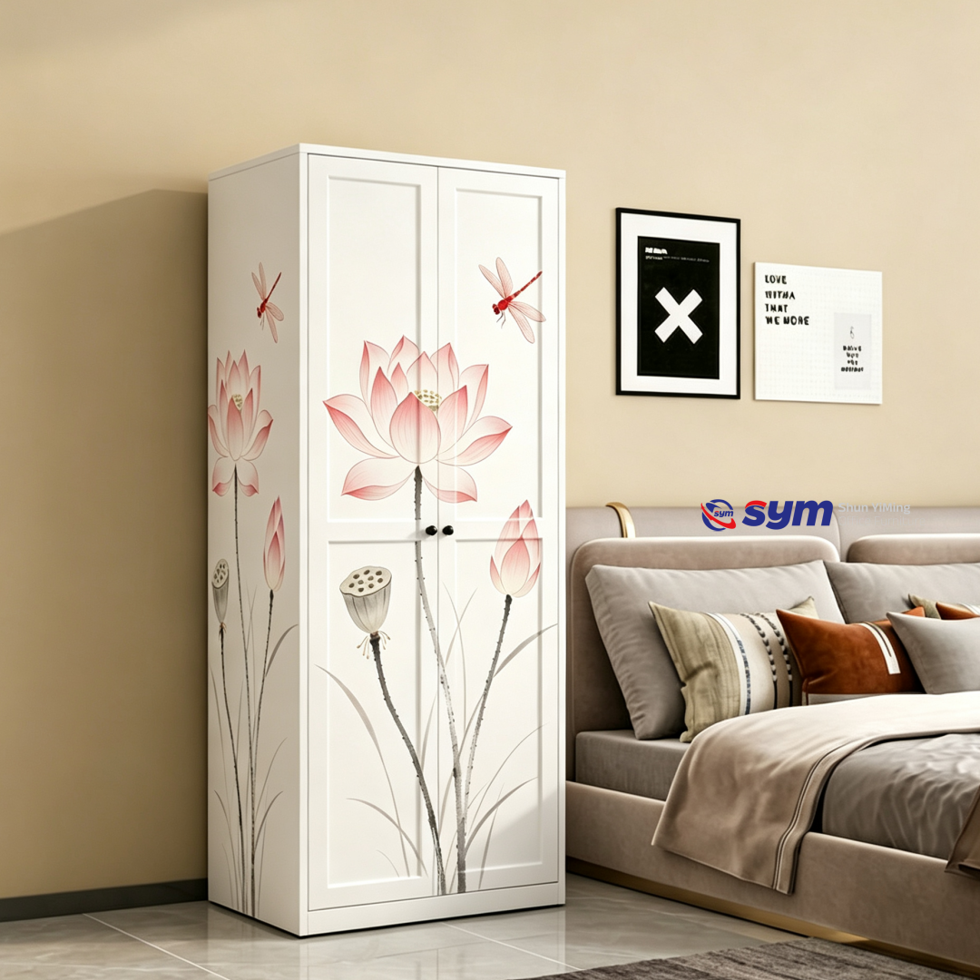 patterned fabric non woven portable wardrobe with lockable zipper door, simple metal frame closet for bedroom patterned fabric non woven portable wardrobe with lockable zipper door, simple metal frame closet for bedroom