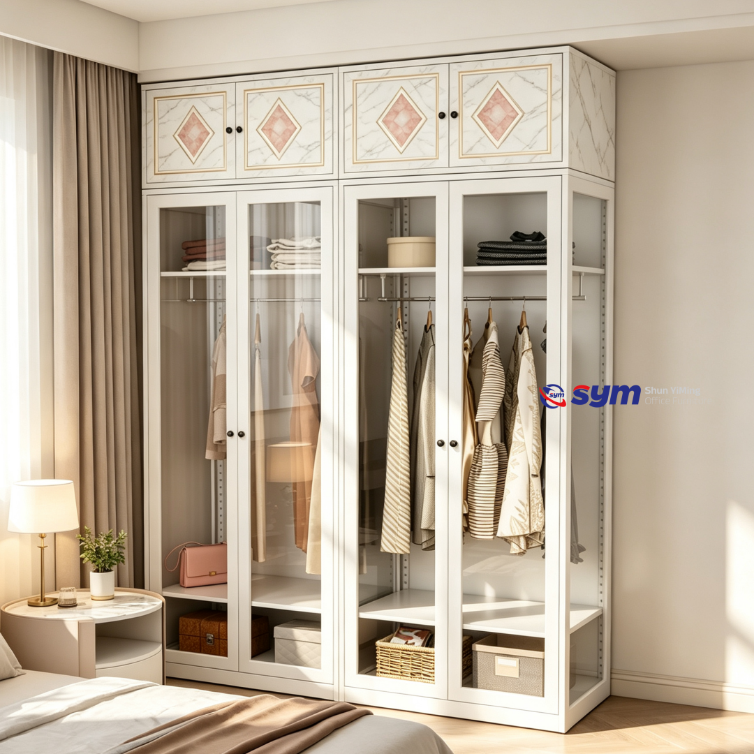 patterned fabric non woven portable wardrobe with lockable zipper door, simple metal frame closet for bedroom patterned fabric non woven portable wardrobe with lockable zipper door, simple metal frame closet for bedroom