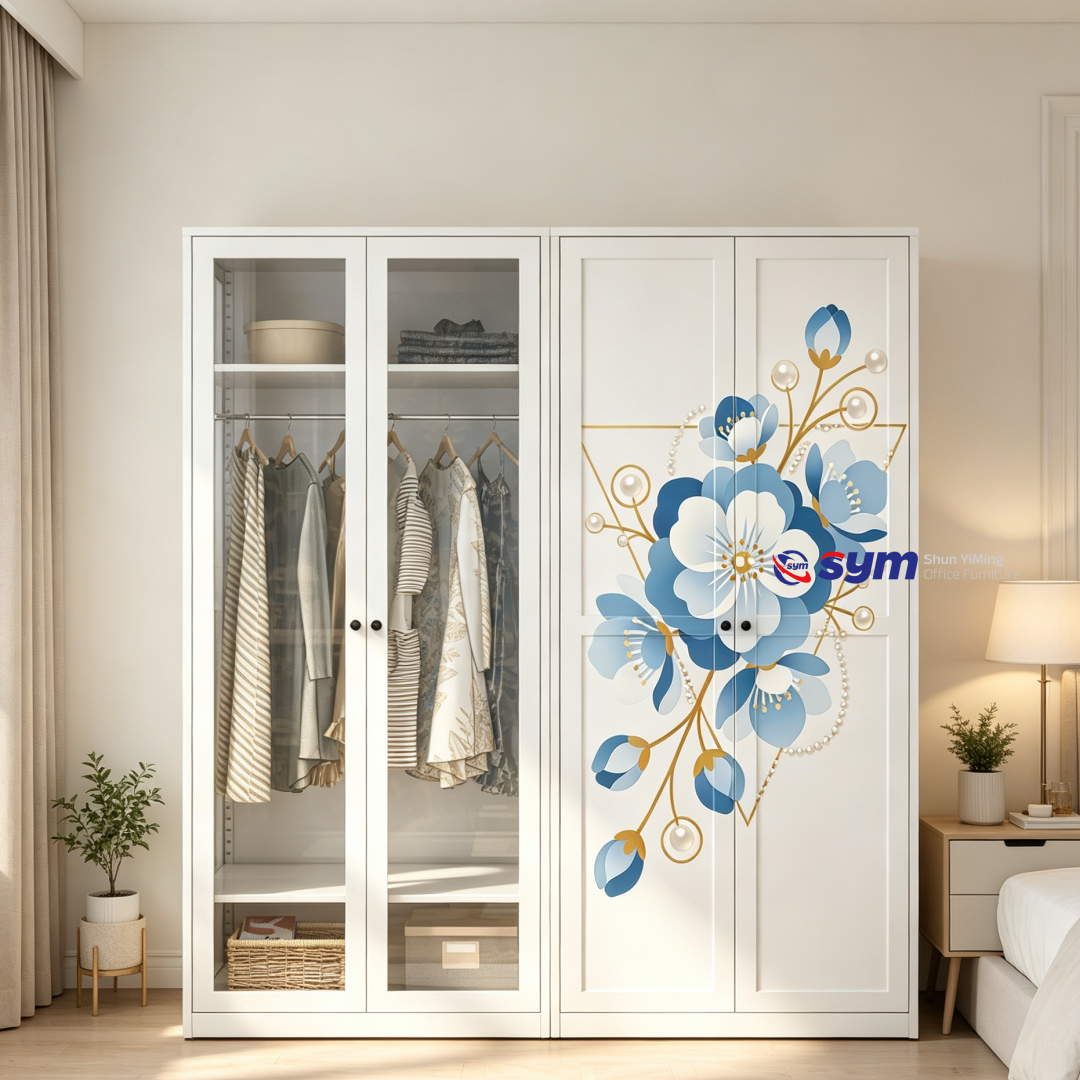 patterned fabric non woven portable wardrobe with lockable zipper door, simple metal frame closet for bedroom patterned fabric non woven portable wardrobe with lockable zipper door, simple metal frame closet for bedroom