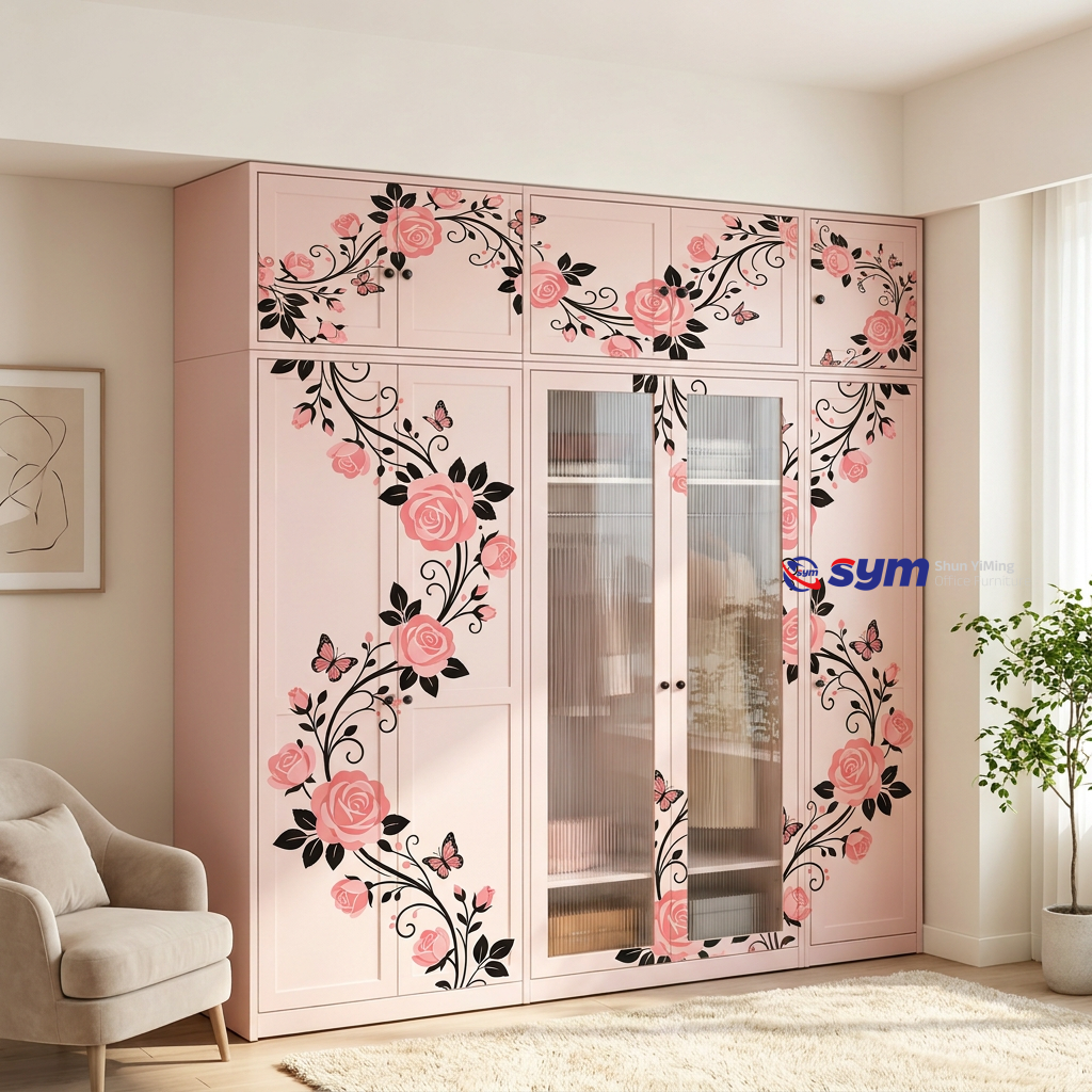 patterned fabric non woven portable wardrobe with lockable zipper door, simple metal frame closet for bedroom patterned fabric non woven portable wardrobe with lockable zipper door, simple metal frame closet for bedroom