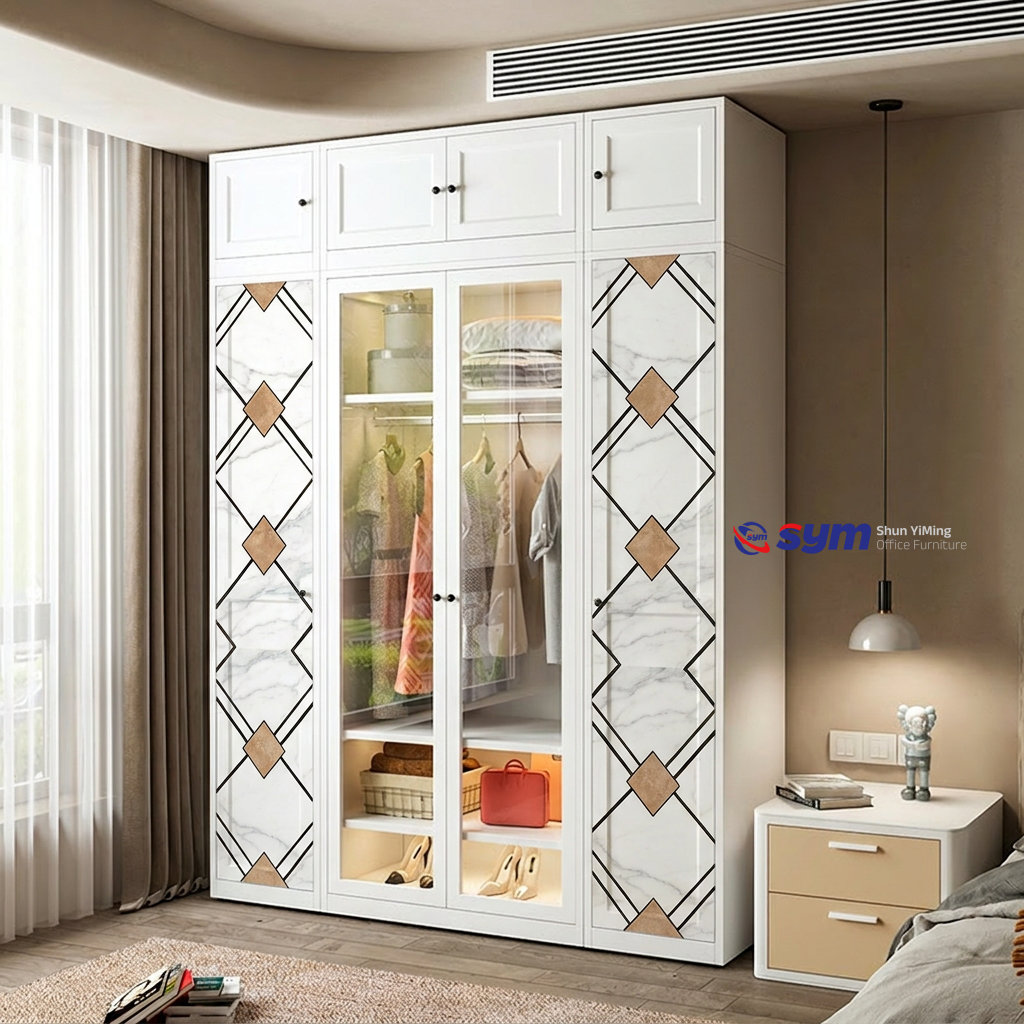 patterned fabric non woven portable wardrobe with lockable zipper door, simple metal frame closet for bedroom patterned fabric non woven portable wardrobe with lockable zipper door, simple metal frame closet for bedroom