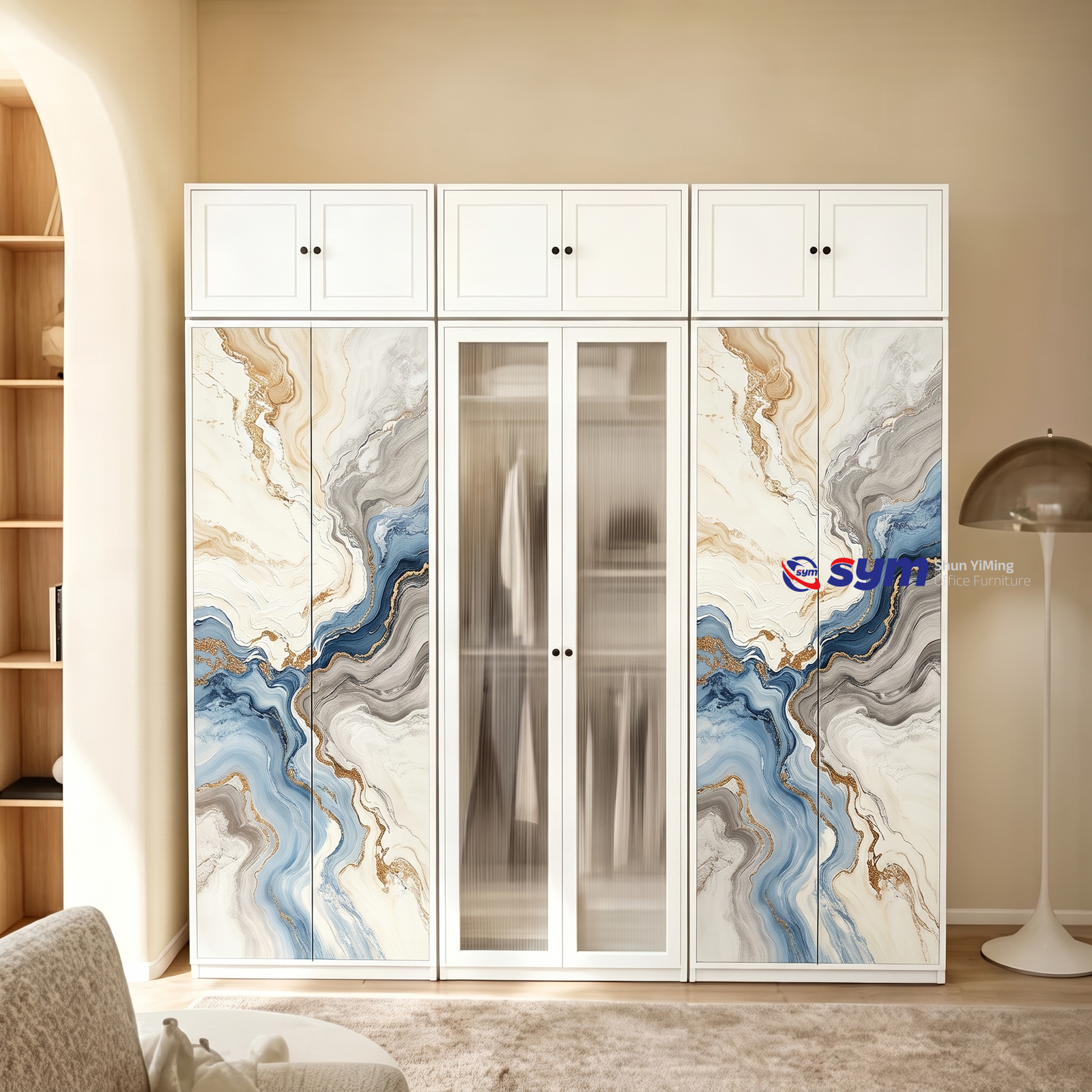 patterned fabric non woven portable wardrobe with lockable zipper door, simple metal frame closet for bedroom patterned fabric non woven portable wardrobe with lockable zipper door, simple metal frame closet for bedroom