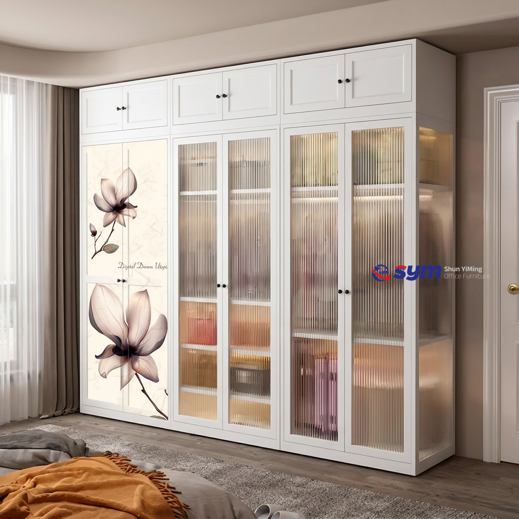 patterned fabric non woven portable wardrobe with lockable zipper door, simple metal frame closet for bedroom patterned fabric non woven portable wardrobe with lockable zipper door, simple metal frame closet for bedroom