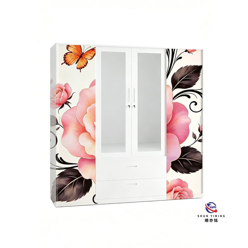 patterned fabric non woven portable wardrobe with lockable zipper door, simple metal frame closet for bedroom patterned fabric non woven portable wardrobe with lockable zipper door, simple metal frame closet for bedroom