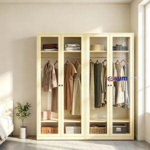 patterned fabric non woven portable wardrobe with lockable zipper door, simple metal frame closet for bedroom