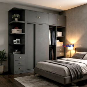 patterned fabric non woven portable wardrobe with lockable zipper door, simple metal frame closet for bedroom