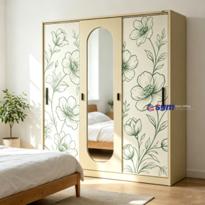 patterned fabric non woven portable wardrobe with lockable zipper door, simple metal frame closet for bedroom
