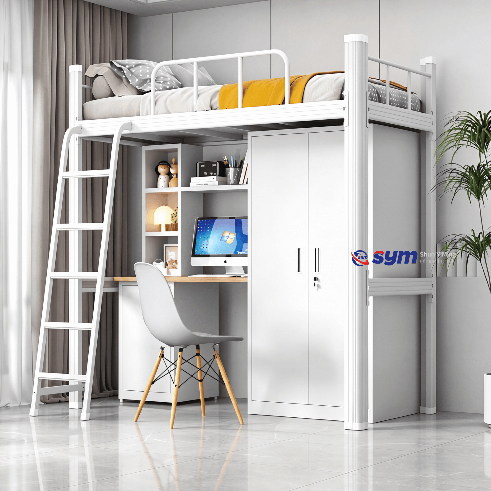 heavy duty metal bunk bed with safety guardrails, squeak free steel double deck bed frame for school & staff dormitory heavy duty metal bunk bed with safety guardrails, squeak free steel double deck bed frame for school & staff dormitory