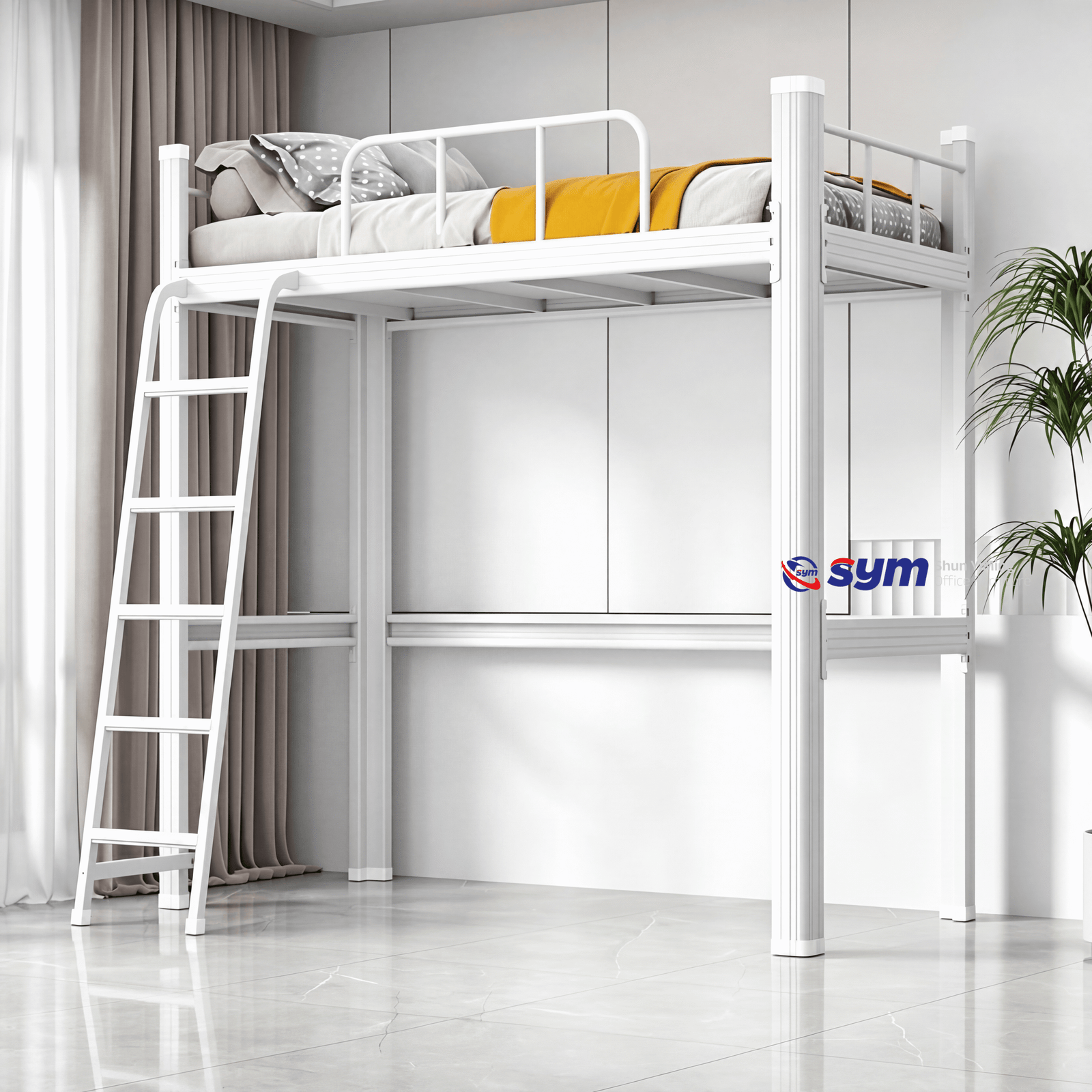 heavy duty metal bunk bed with safety guardrails, squeak free steel double deck bed frame for school & staff dormitory heavy duty metal bunk bed with safety guardrails, squeak free steel double deck bed frame for school & staff dormitory