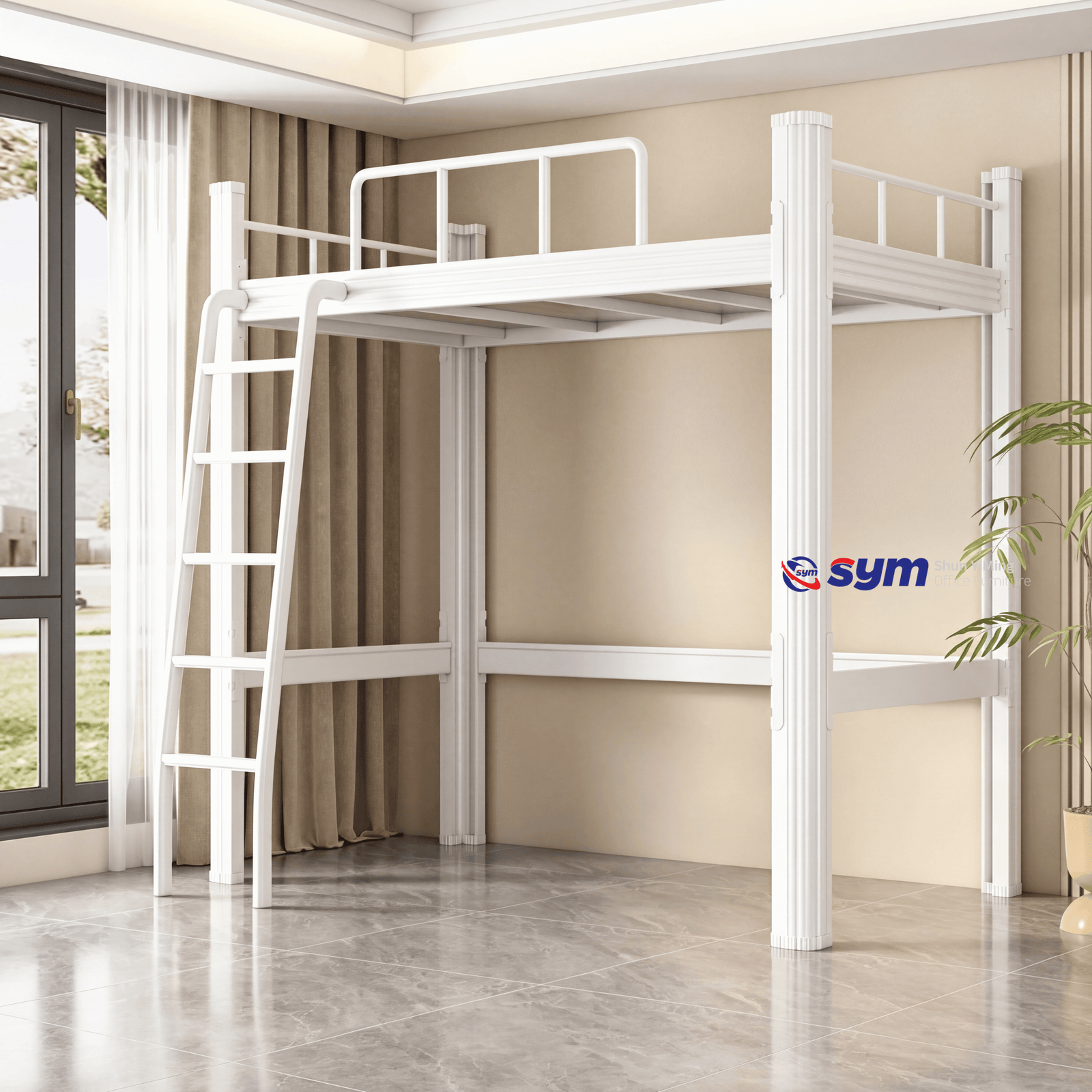 heavy duty metal bunk bed with safety guardrails, squeak free steel double deck bed frame for school & staff dormitory heavy duty metal bunk bed with safety guardrails, squeak free steel double deck bed frame for school & staff dormitory