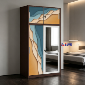 patterned fabric non woven portable wardrobe with lockable zipper door, simple metal frame closet for bedroom