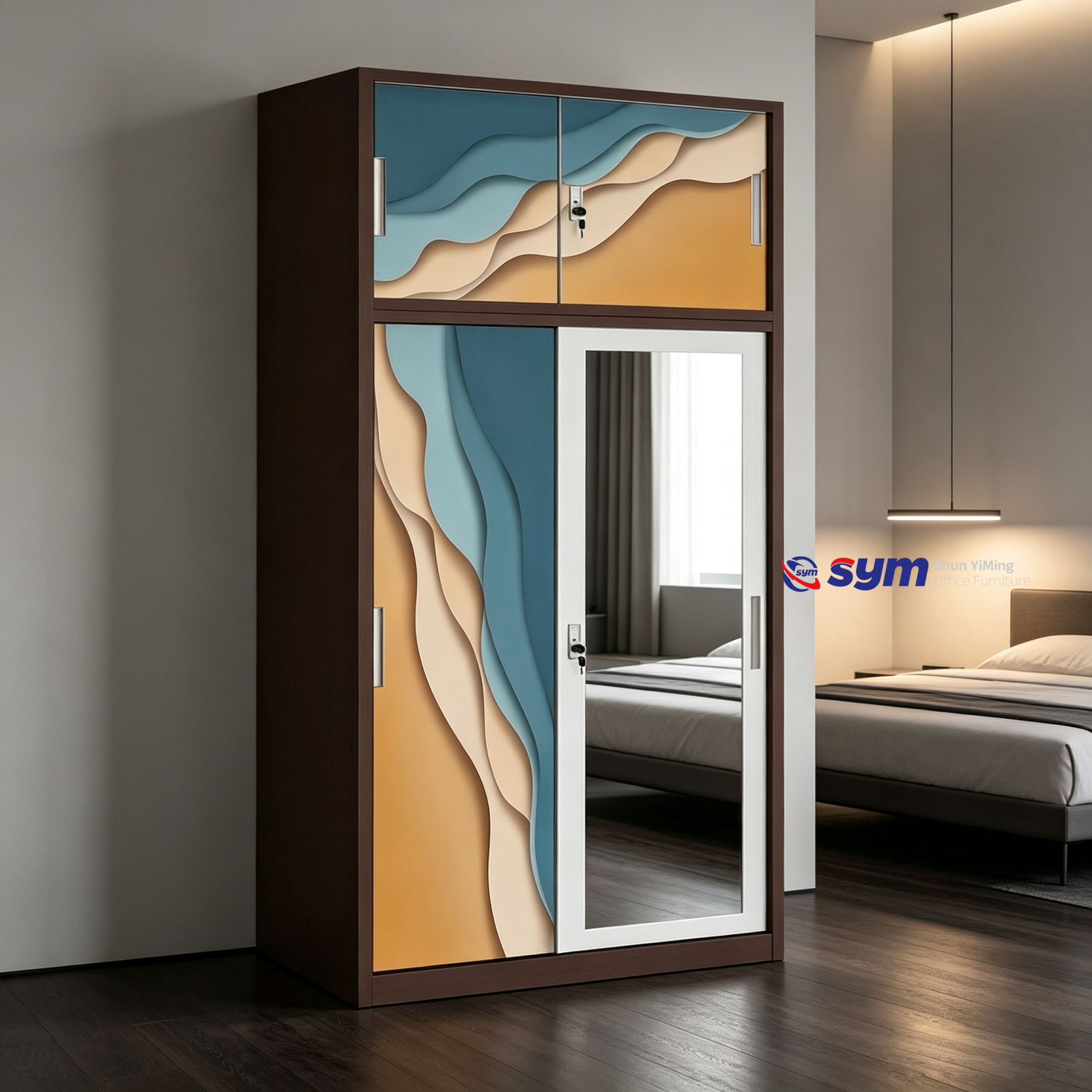 patterned fabric non woven portable wardrobe with lockable zipper door, simple metal frame closet for bedroom patterned fabric non woven portable wardrobe with lockable zipper door, simple metal frame closet for bedroom