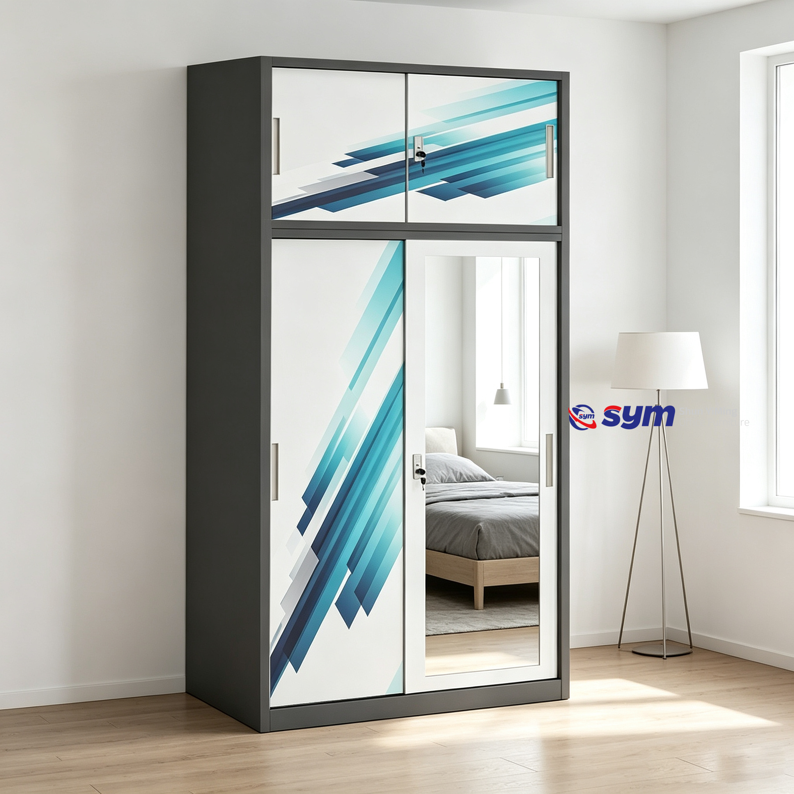 patterned fabric non woven portable wardrobe with lockable zipper door, simple metal frame closet for bedroom patterned fabric non woven portable wardrobe with lockable zipper door, simple metal frame closet for bedroom