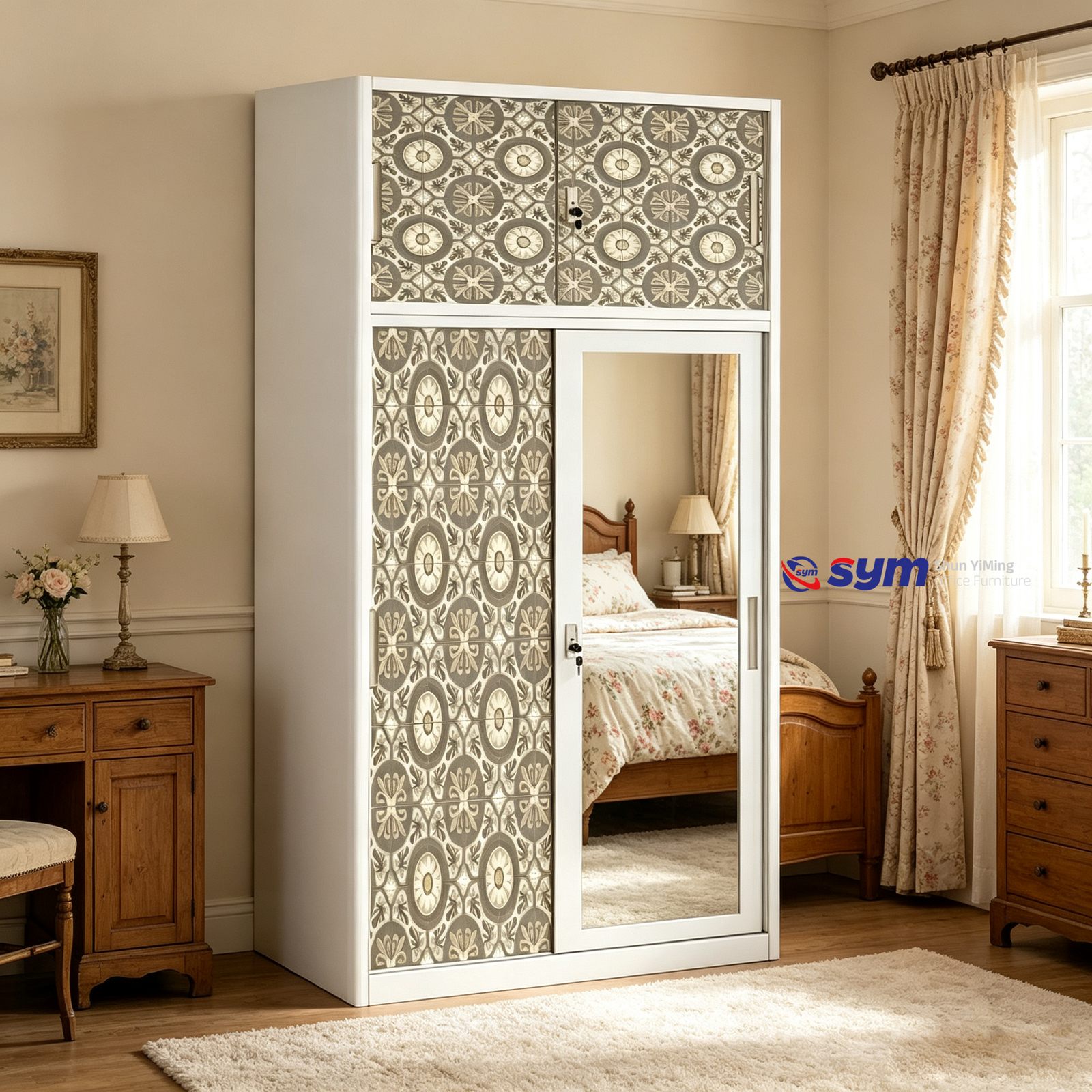 patterned fabric non woven portable wardrobe with lockable zipper door, simple metal frame closet for bedroom patterned fabric non woven portable wardrobe with lockable zipper door, simple metal frame closet for bedroom