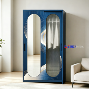 patterned fabric non woven portable wardrobe with lockable zipper door, simple metal frame closet for bedroom