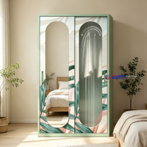 patterned fabric non woven portable wardrobe with lockable zipper door, simple metal frame closet for bedroom