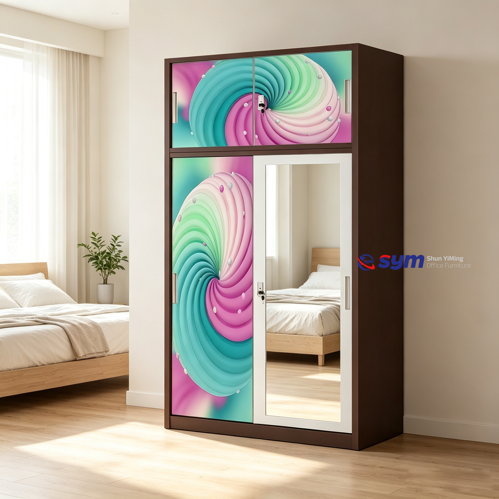 patterned fabric non woven portable wardrobe with lockable zipper door, simple metal frame closet for bedroom patterned fabric non woven portable wardrobe with lockable zipper door, simple metal frame closet for bedroom