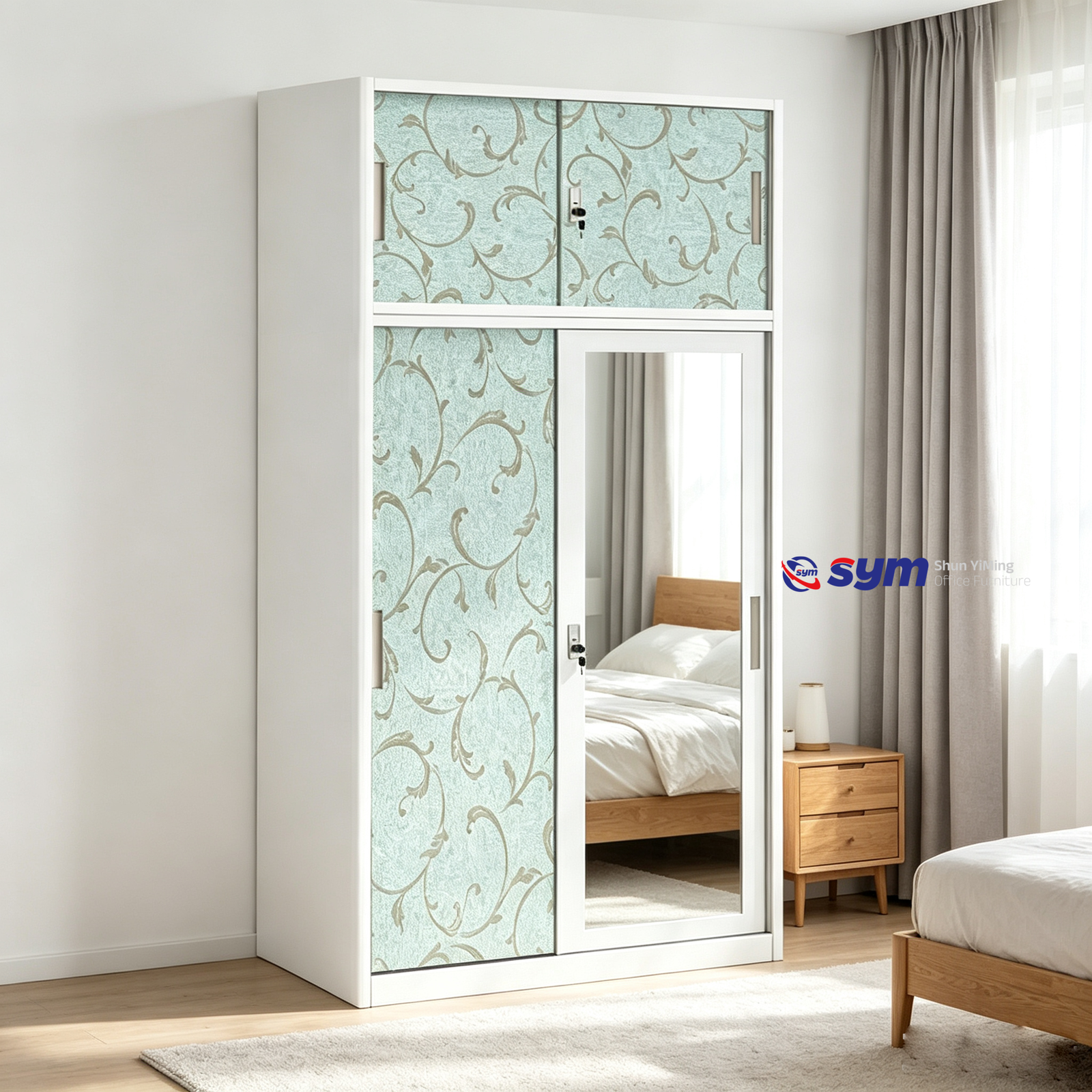 patterned fabric non woven portable wardrobe with lockable zipper door, simple metal frame closet for bedroom patterned fabric non woven portable wardrobe with lockable zipper door, simple metal frame closet for bedroom