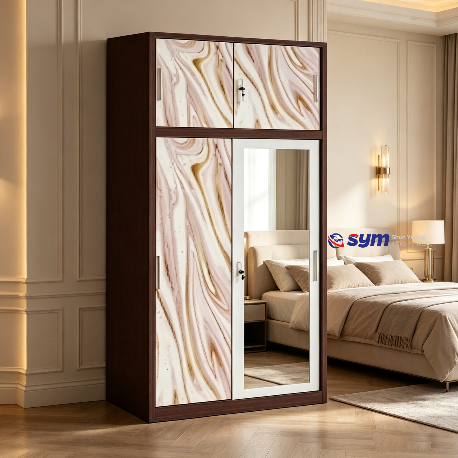 patterned fabric non woven portable wardrobe with lockable zipper door, simple metal frame closet for bedroom patterned fabric non woven portable wardrobe with lockable zipper door, simple metal frame closet for bedroom